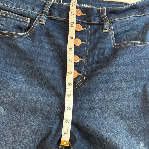 No Boundaries Womens High-Rise Button-Fly Distressed Skinny Jeans Junior Size 11 - Picture 11 of 13